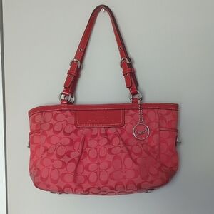 Coach Vintage Red Shoulder Bag with Signature Monogram